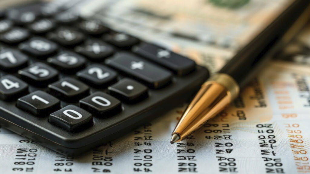 calculadora e caneta